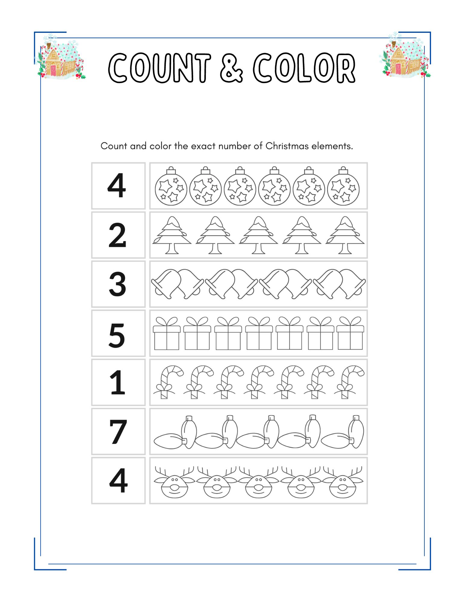 Count & Color Christmas activity book