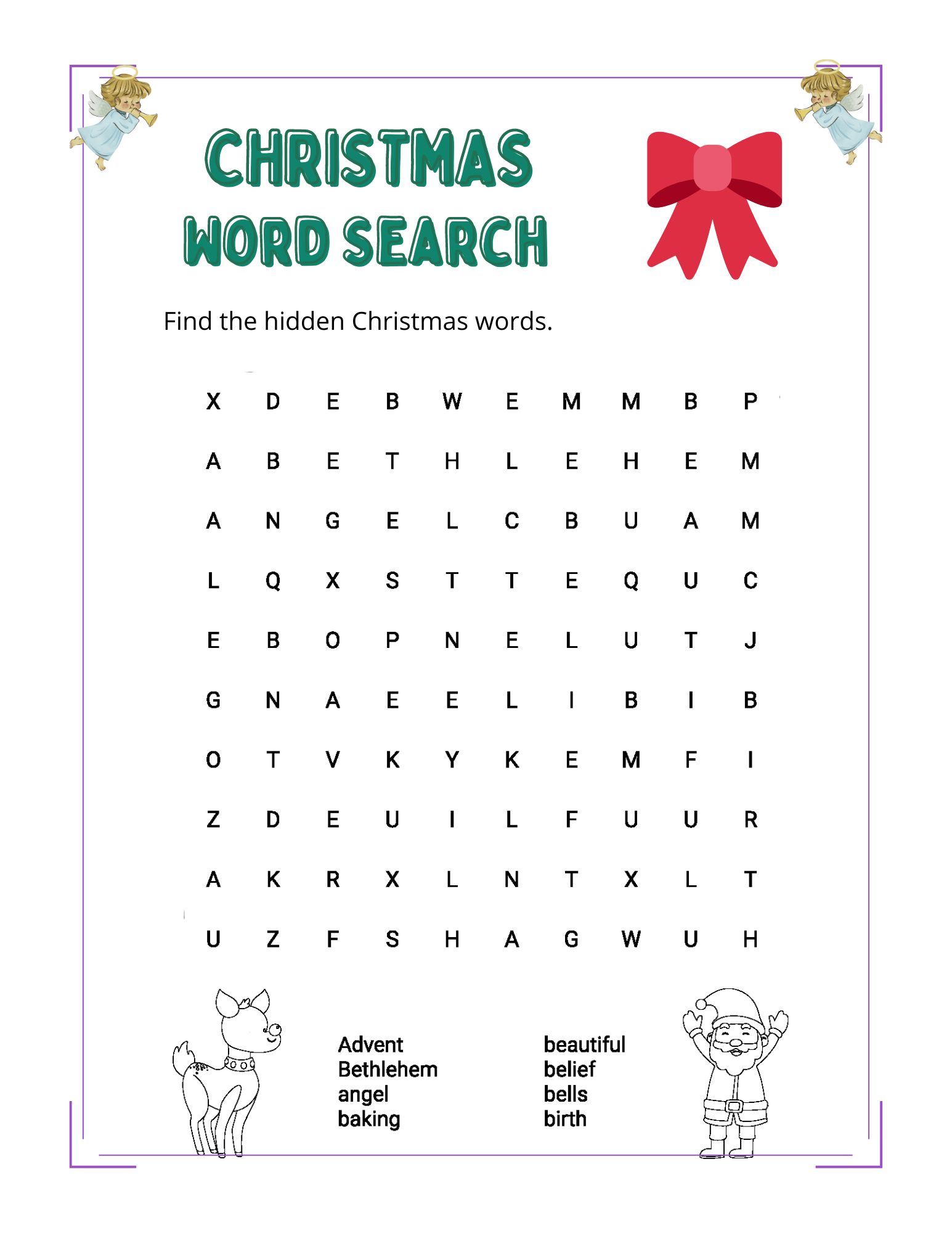 Word Search Christmas activity book