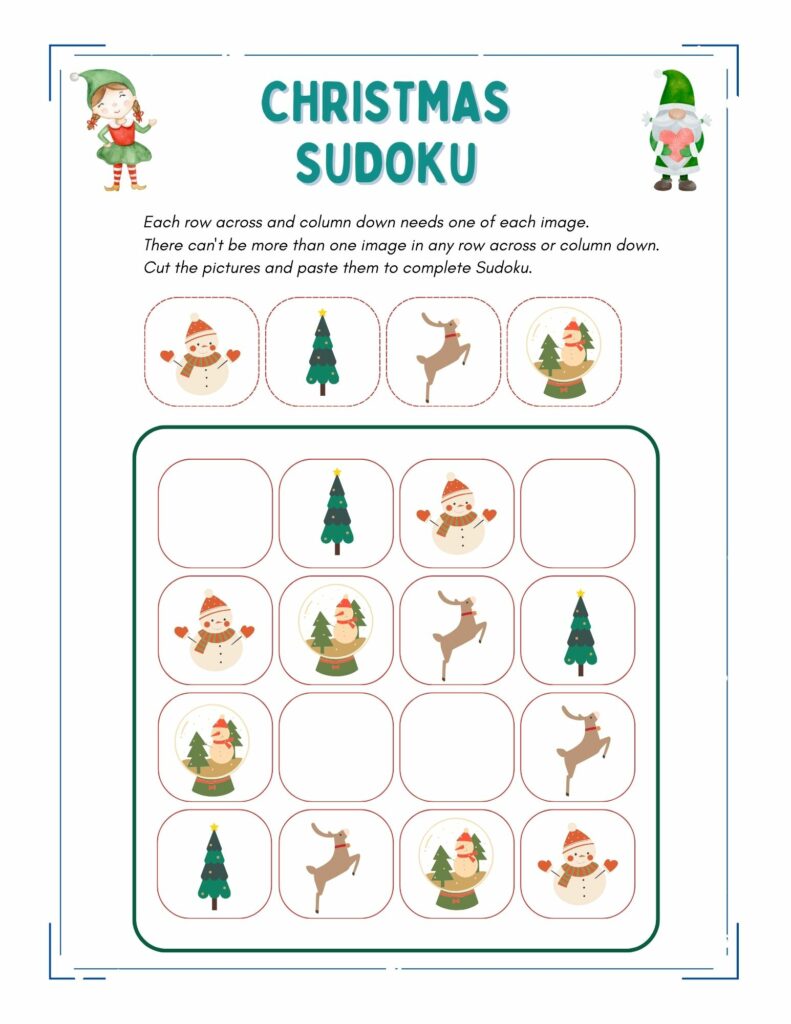 Sudoku christmas activity book for kids