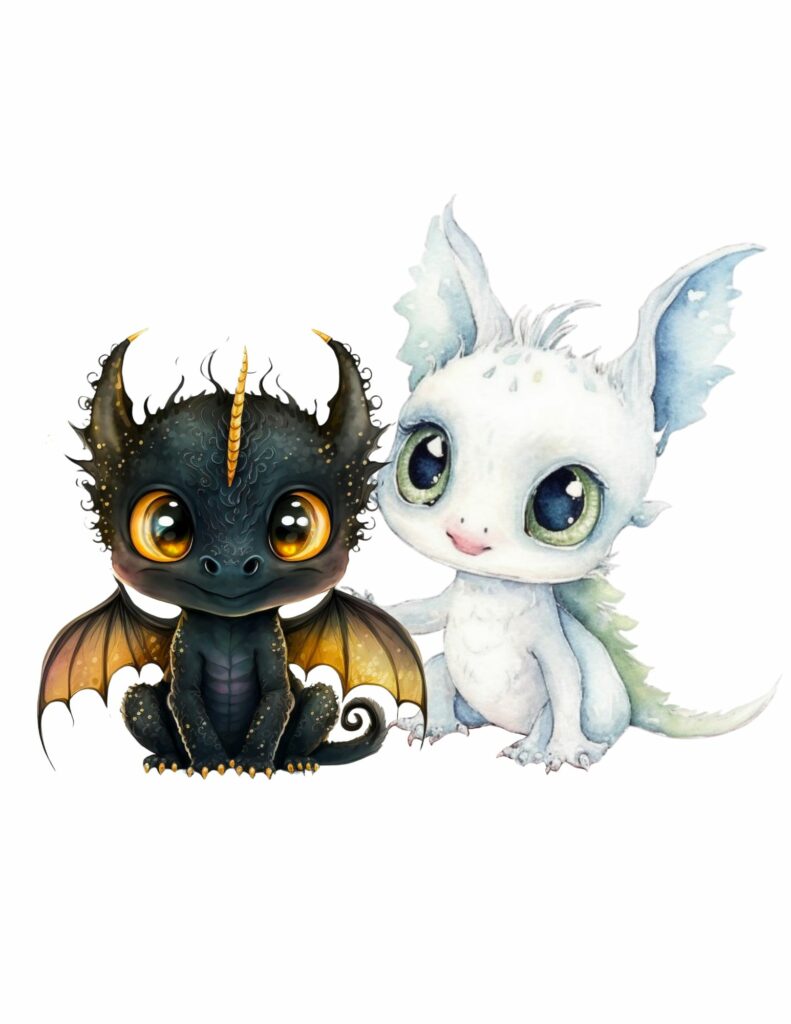 black and white baby dragons