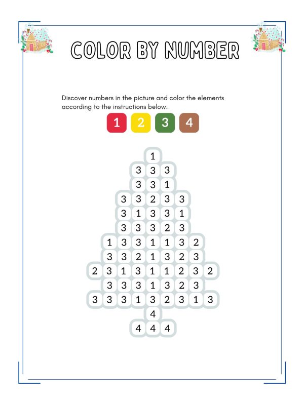 Color by number christmas activity book